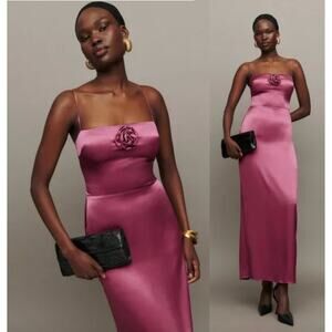 Reformation Franki Pink Silk Maxi Dress